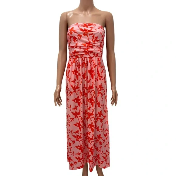 NWT GRACE KARIN Strapless Dress Casual Ruched Long Maxi Dress with Pockets sizeS - Picture 5 of 7